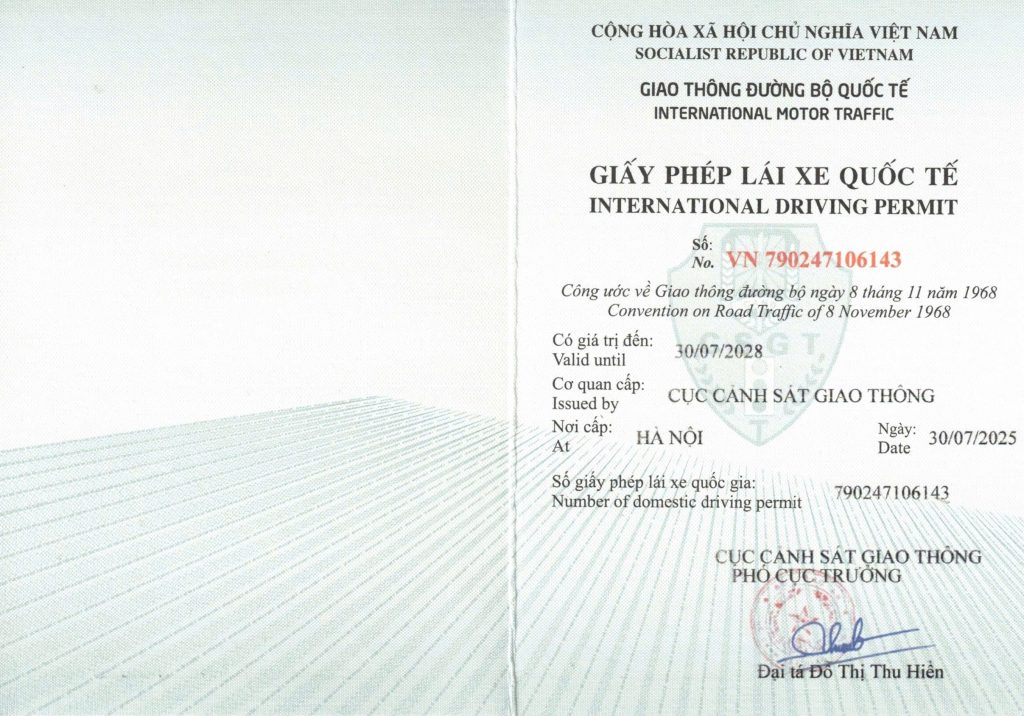Mẫu giấy phép lái xe quốc tế IDP