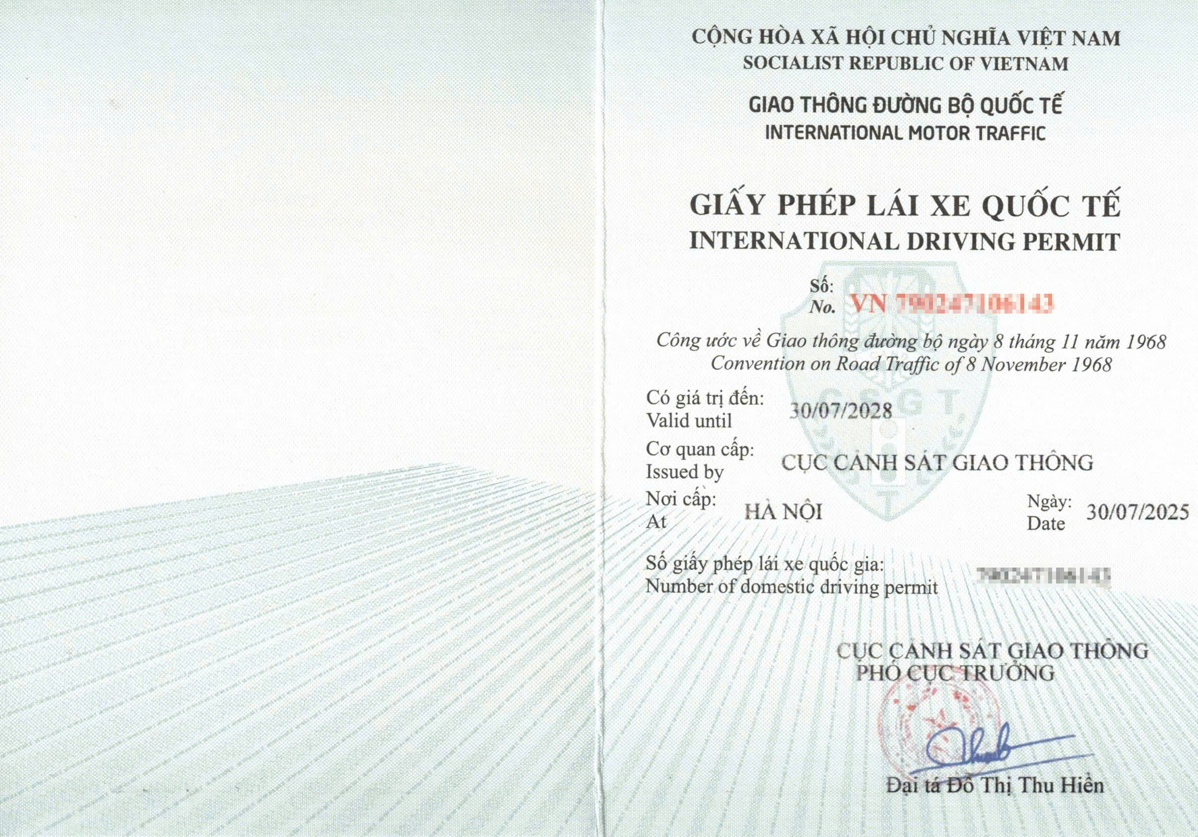 Mẫu bằng lái xe quốc tế IDP