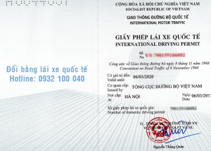 Mặt ngoài mẫu giấy phép lái xe quốc tế do Việt Nam cấp