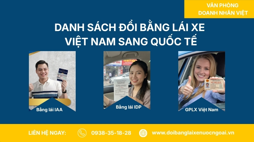 Danh sách đổi bằng lái xe Việt Nam sang quốc tế