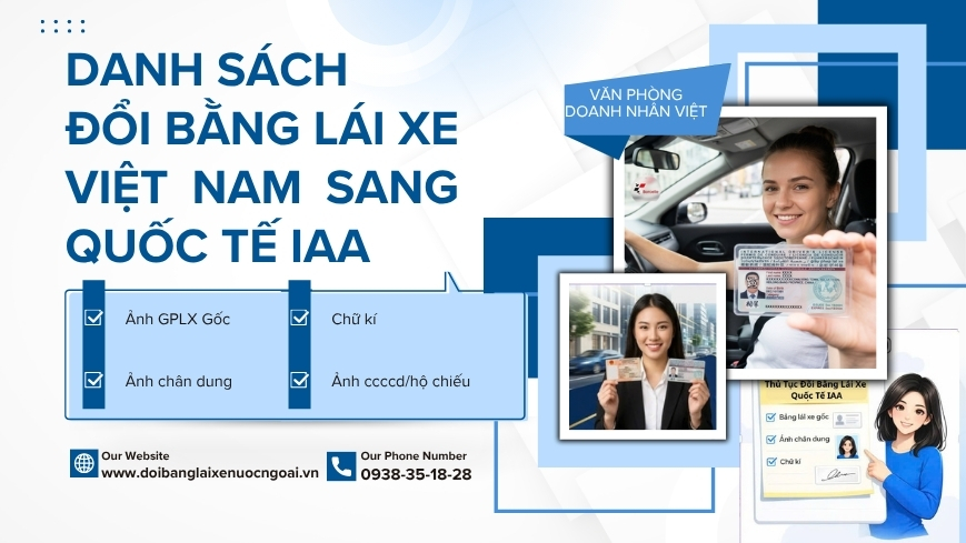 Danh sách đổi bằng lái xe Việt Nam sang quốc tế IAA