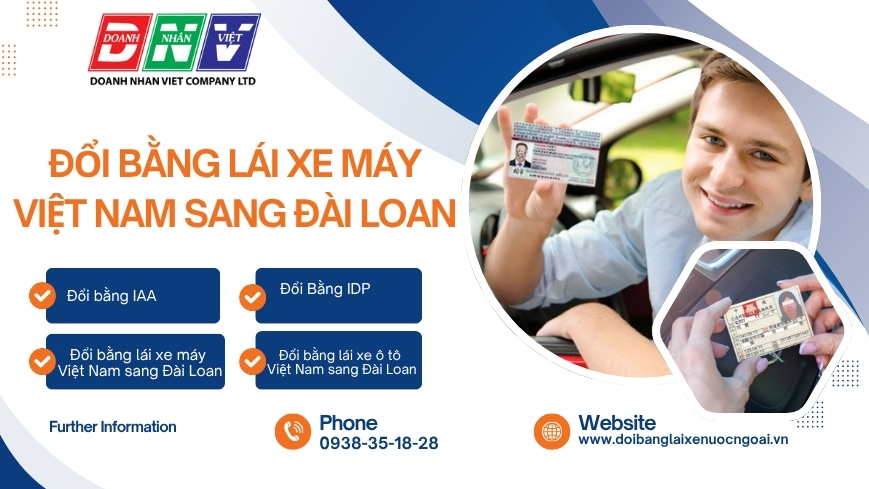 Đổi bằng lái xe máy Việt Nam sang Đài Loan