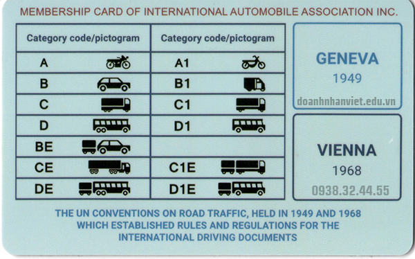 Mẫu bằng lái xe quốc tế IAA