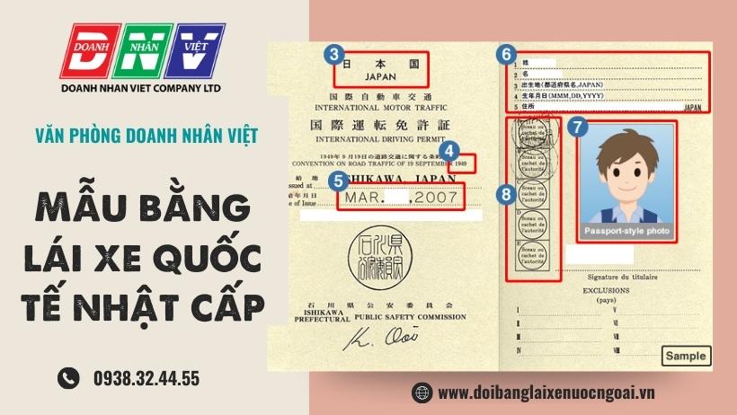 Mẫu bằng lái xe quốc tế Nhật cấp