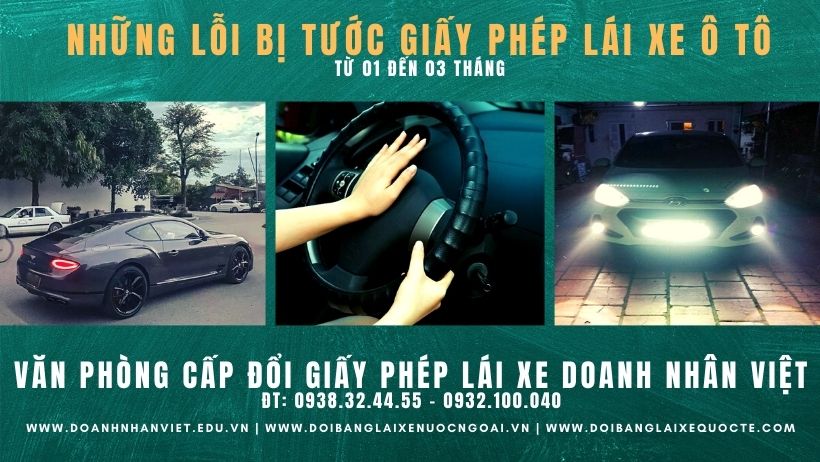 Những lỗi bị tước giấy phép lái xe ô tô 1 đến 3 tháng